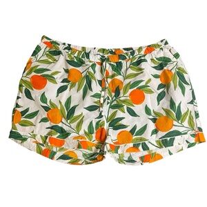 Anthropologie Citrus Print‎ Casual Shorts in Orange and Green